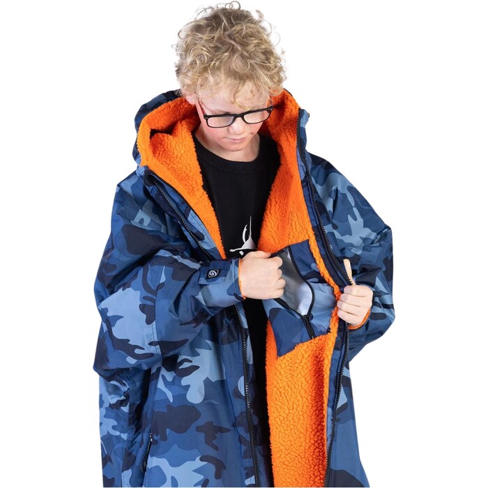 2024 Dryrobe Advance Junior Langarmshirt Zum Wechseln Robe V3KSLSDA - Blue Camo / Orange